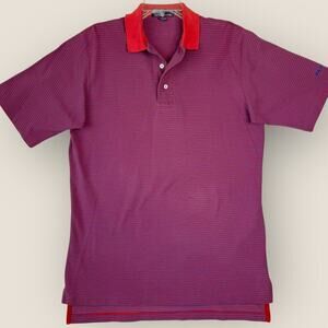 Polo By Ralph Lauren Classic Golf Cotton Knit Polo Shirt Mens M Blue Red Stripes